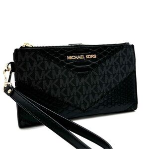 Michael Kors Large Double Zip Wallet Wristlet Black Multi